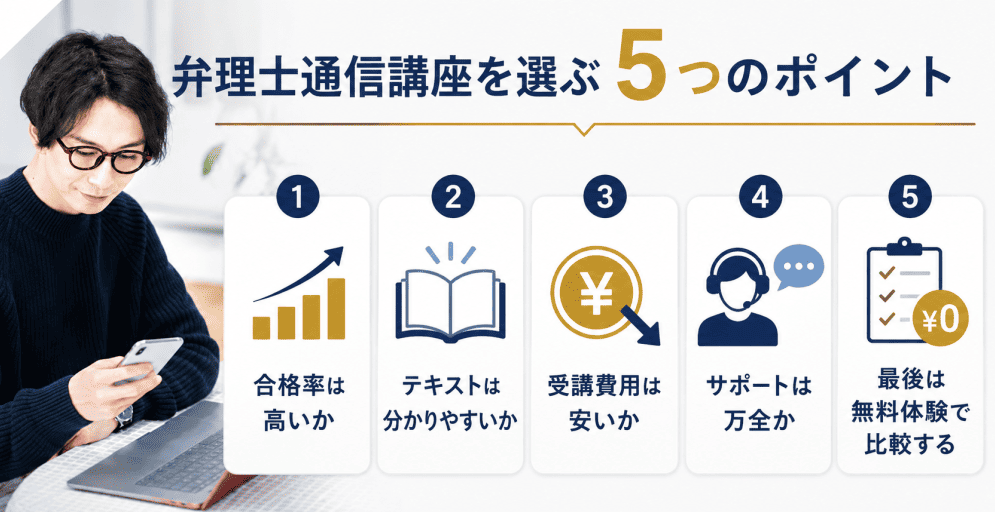 弁理士通信講座を選ぶポイントの解説画像