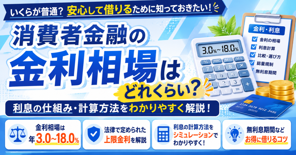 消費者金融の金利相場はどれくらい！利息計算とや仕組みを解説