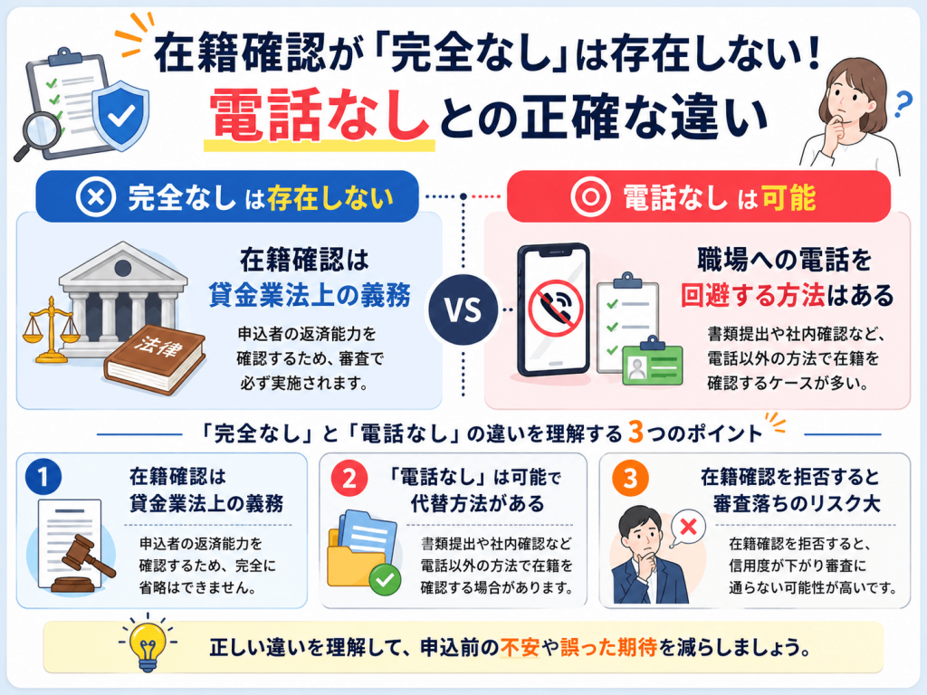 在籍確認が「完全なし」は存在しない!電話なしとの正確な違い画像