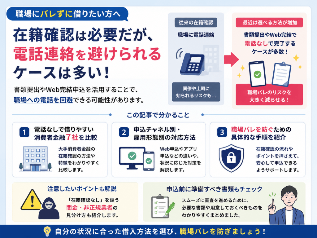 在籍確認は必要だが電話連絡を避けられるケースが多いことを示す画像