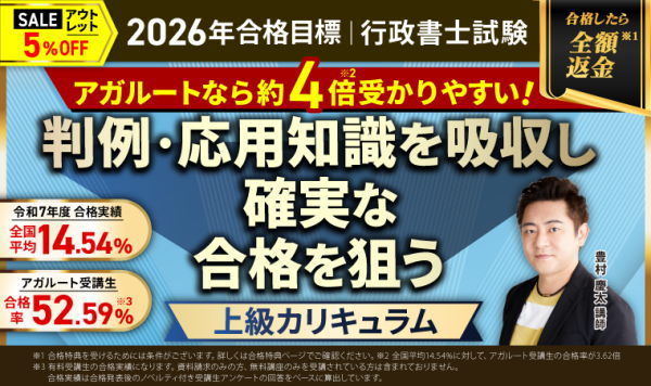 アガルート行政書士通信講座画像