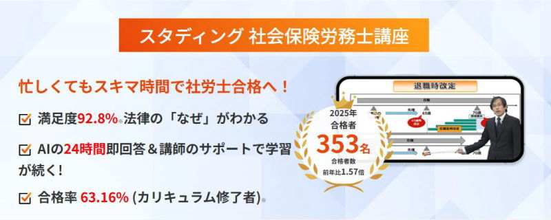 スタディング社労士通信講座の口コミや評判画像